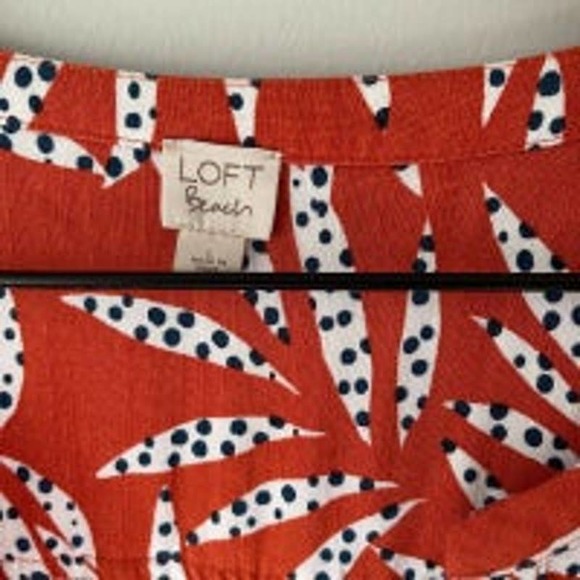 Loft Beach Women's Orange Tropical Leaf Print Romper Size Large - Picture 3 of 4